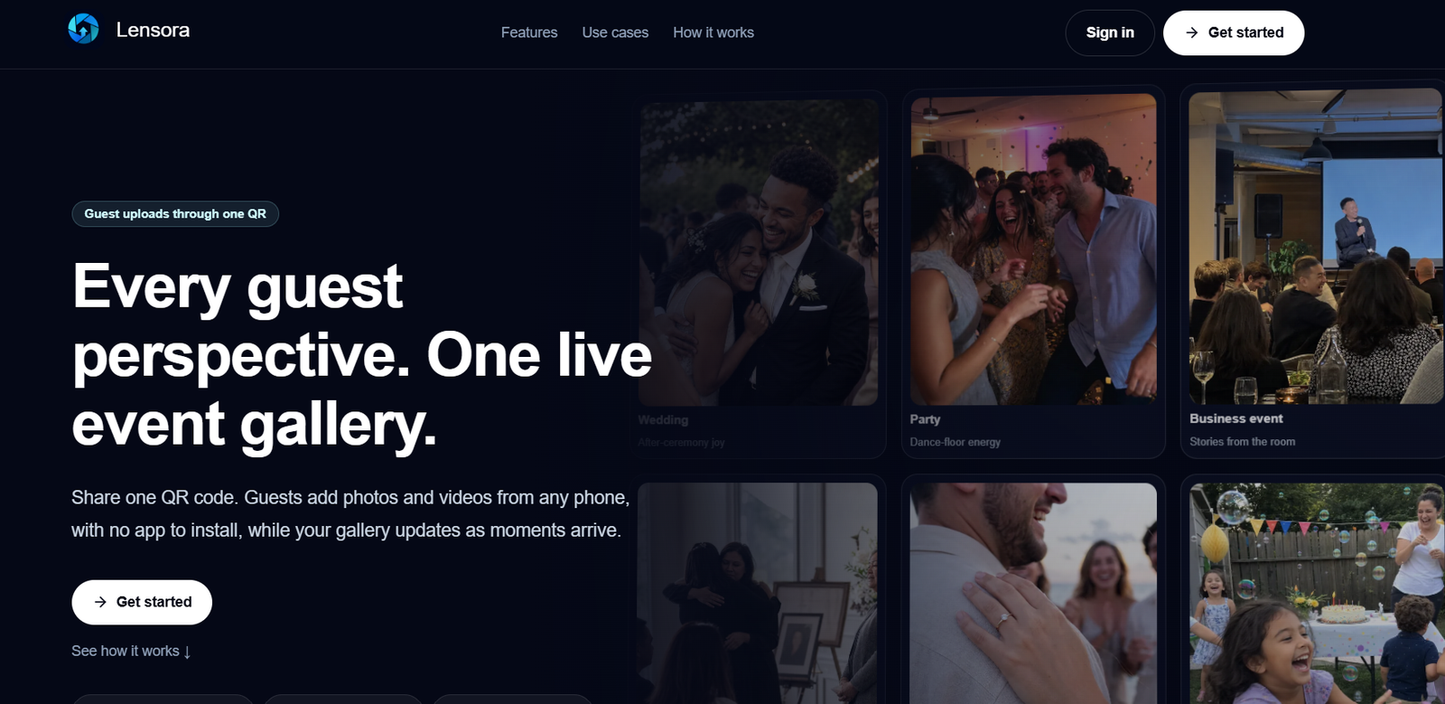 Lensora Events digital event photo-sharing platform